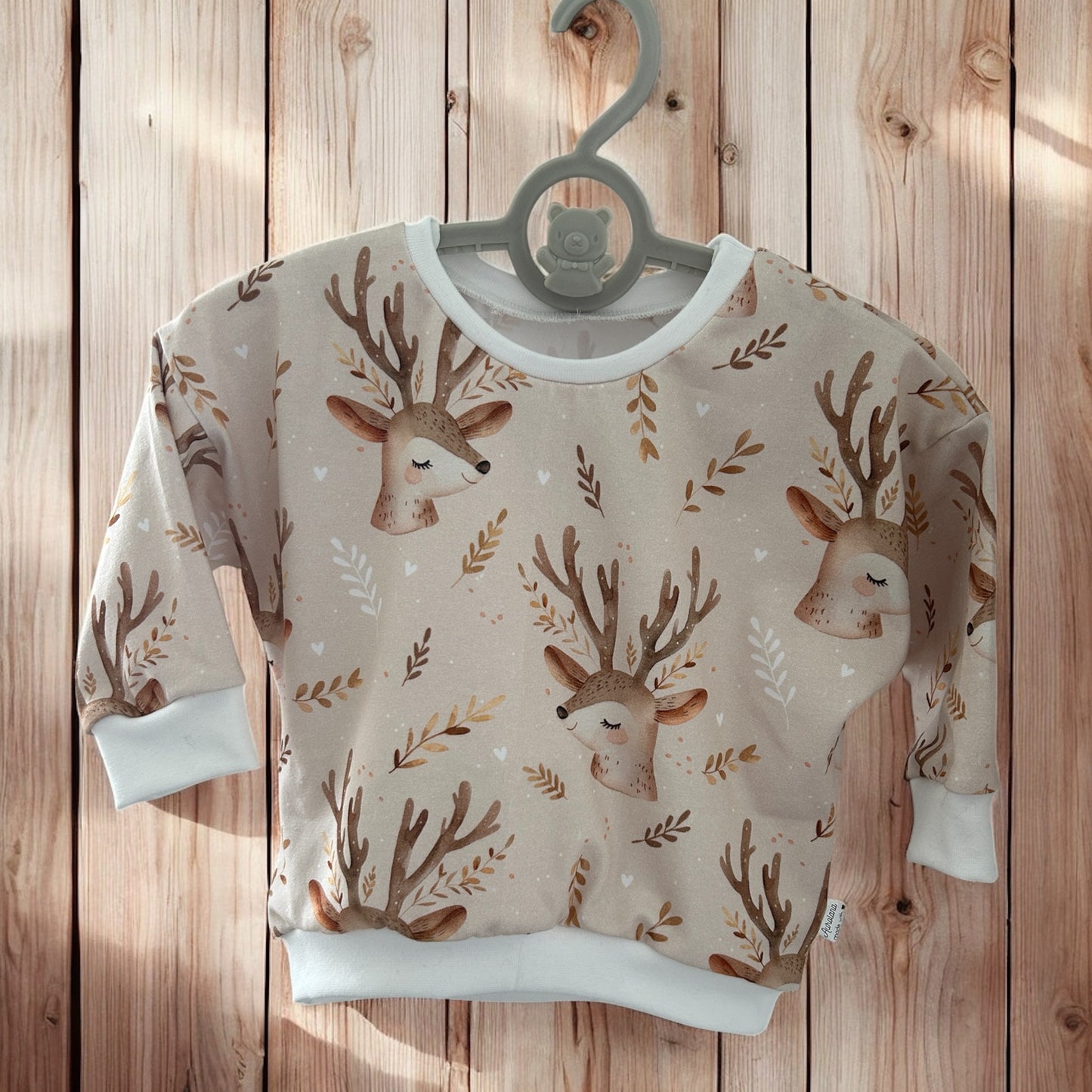 Oversize Pullover für Babys und Kleinkinder träumendes Reh