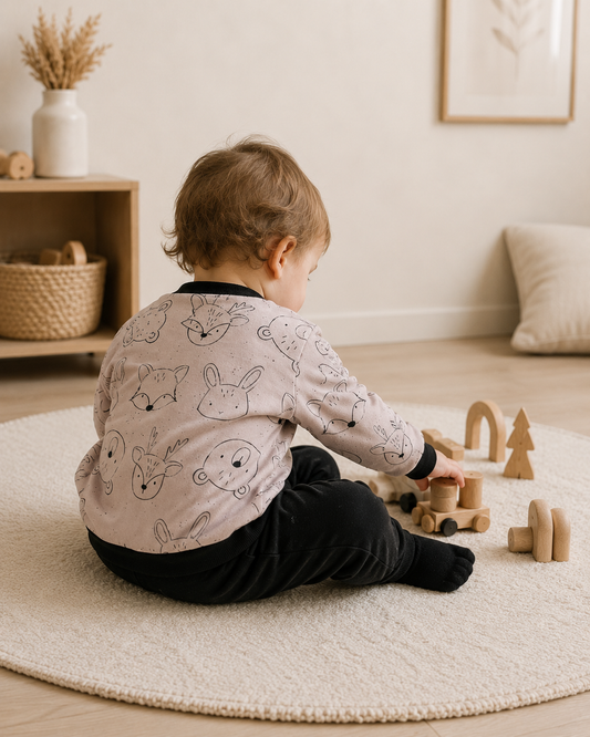 Oversize Pullover French Terry für Babys und Kleinkinder | Waldtiere