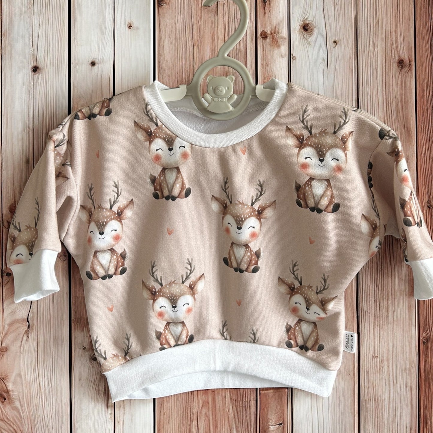 Oversize Pullover French Terry für Babys und Kleinkinder kleines Reh