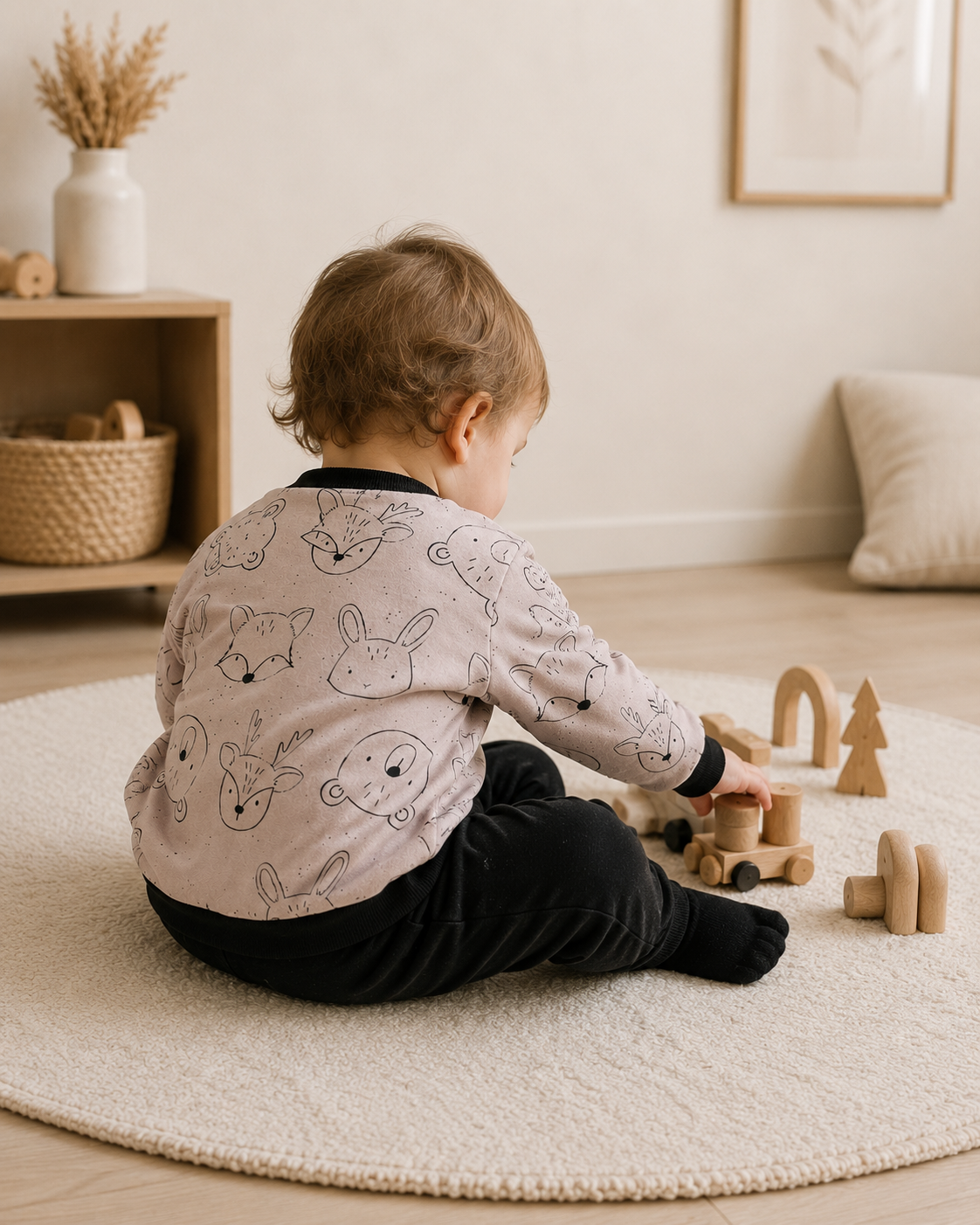 Oversize Pullover French Terry für Babys und Kleinkinder | Waldtiere