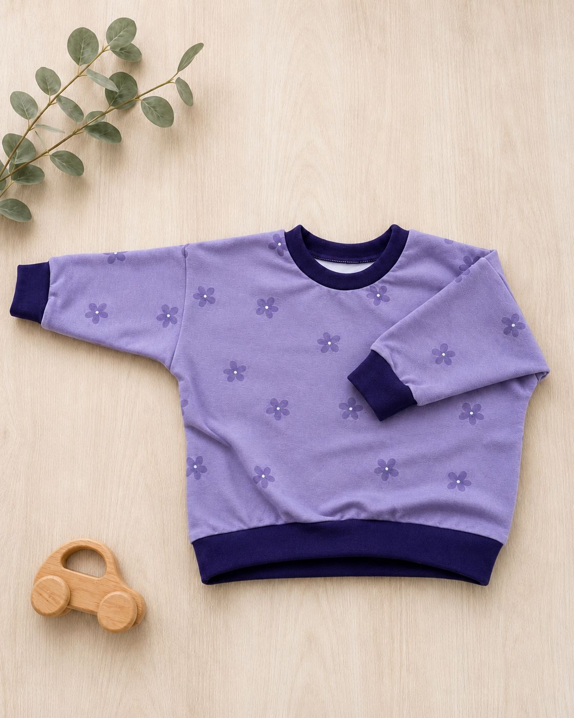 Oversize Pullover French Terry für Babys und Kleinkinder | Zarte Blüte