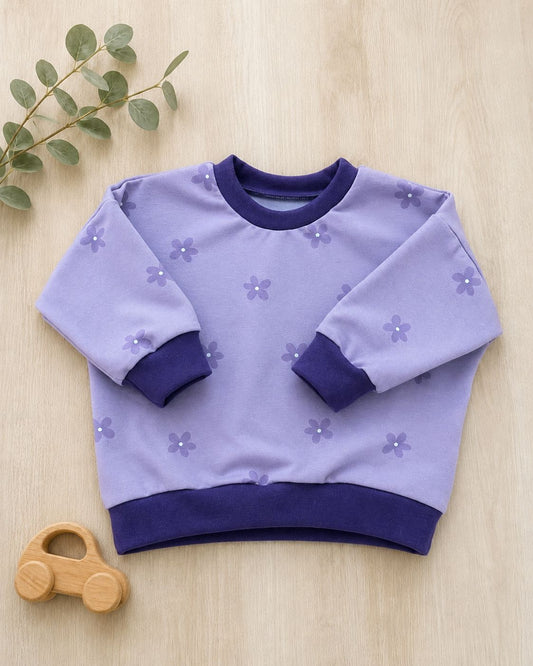 Oversize Pullover French Terry für Babys und Kleinkinder | Zarte Blüte